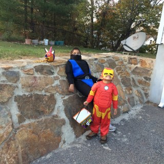 Ready for Trick-Or-Treat, Ninja and Iron Man